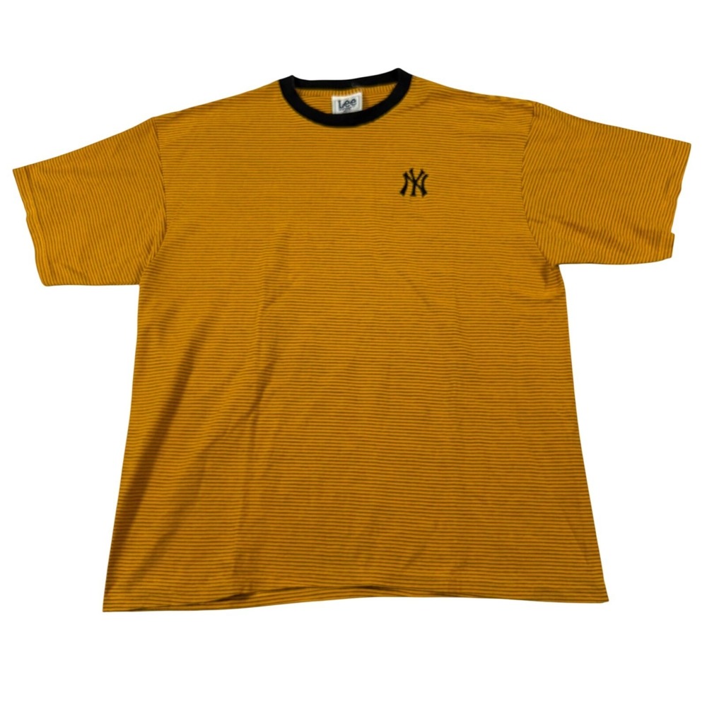 Vintage 90s Lee Sport New York Yankees Shirt 2XL Yellow Black Striped Ringer USA